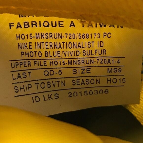 NEW NIKE id Internationalist Custom Colorway Sz 9 BLue Yellow Sample Promo - Picture 2 of 12